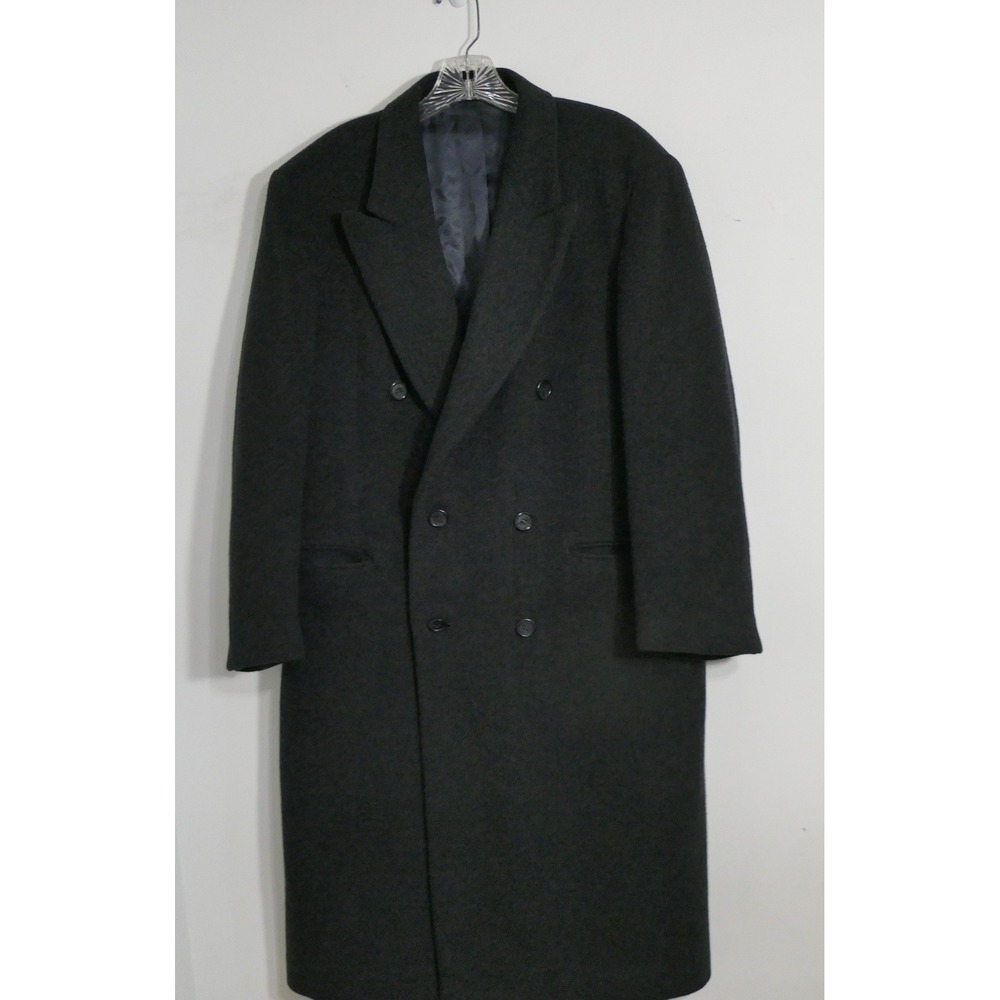 Nino Cerruti Men Rue Royale Coat Cashmere Wool 40R Charcoal Grey Double Breasted